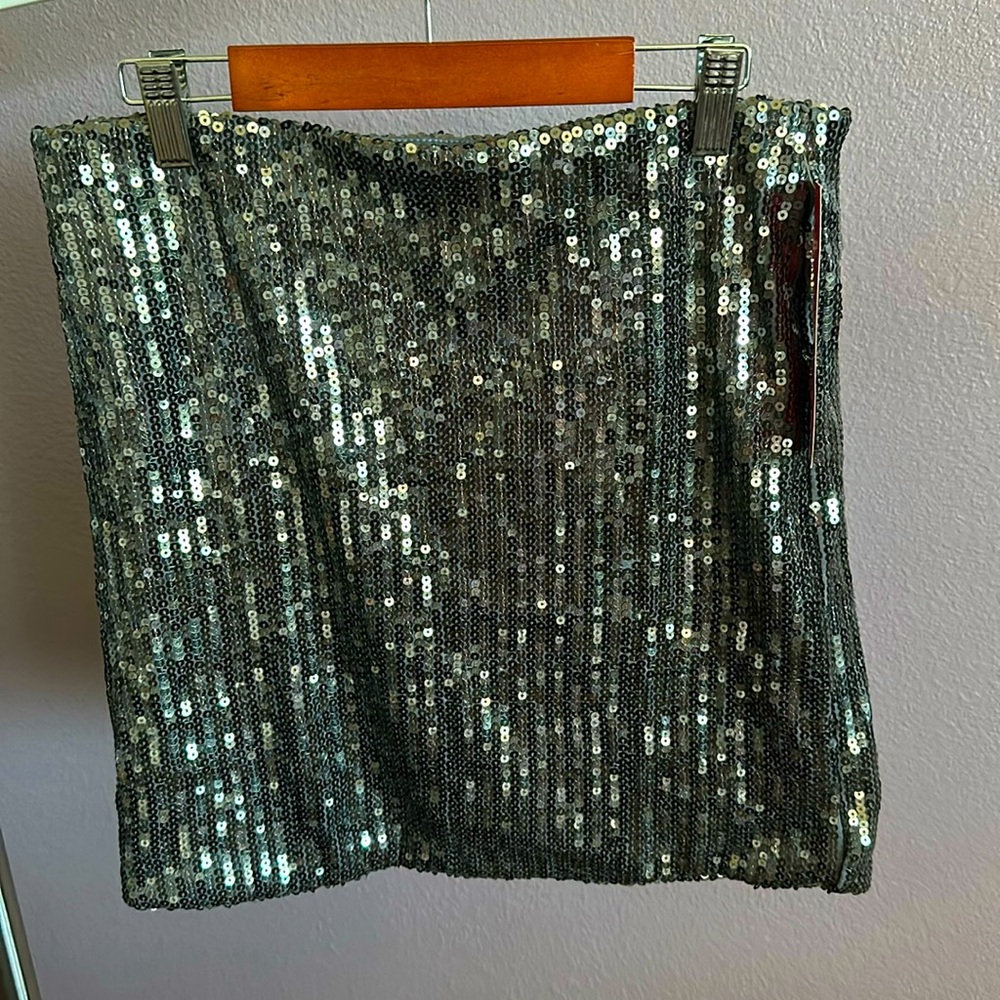 Gray Sequin Miniskirt